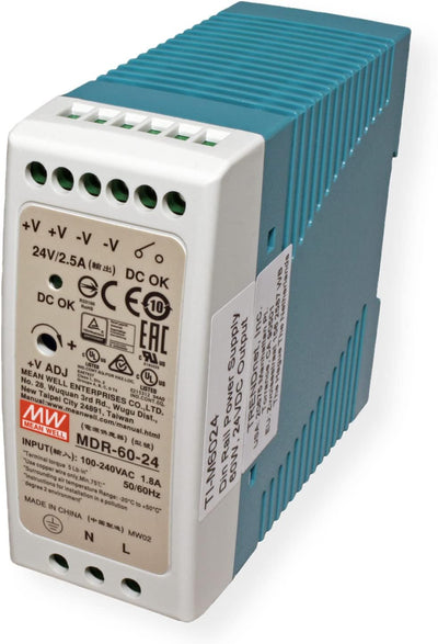 TRENDnet TI-M6024 60 W industrielles DIN-Rail-Netzteil mit Einfachausgang, Universeller AC-Eingang,