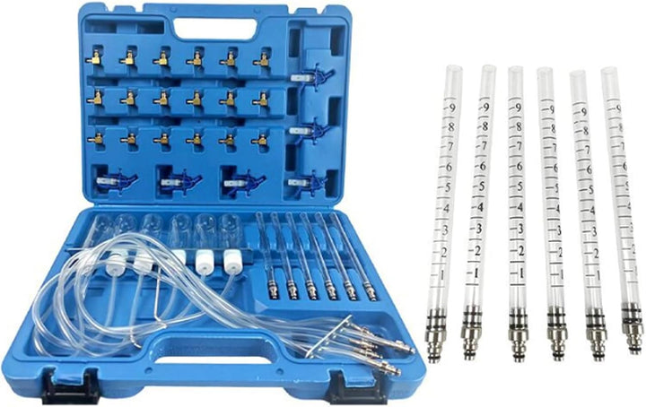 Diesel Rücklaufmengen Tester, Common-Rail-Tester Messgerät Prüfgerät mit 24 Adapter und neu Adapter