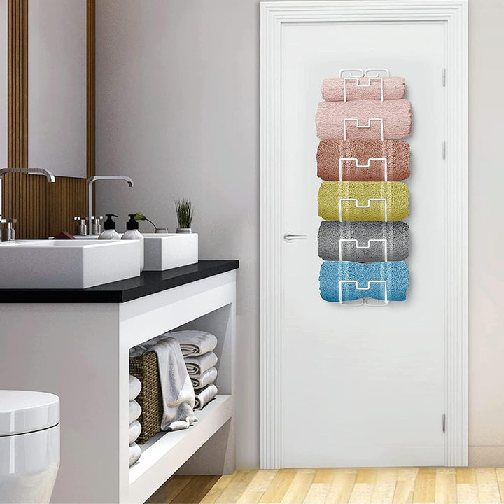Handtuchhalter zur Wandmontage, Hängend Handtuchstange fürs Badezimmer mit 6 Fächern, Badetuchhalter