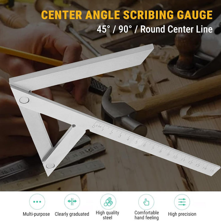 150 X 130 mm Zentrierwinkel Mittenfinder, Mittelmarkierungslehre Winkelmessgerät Zentrierwinkelsuche