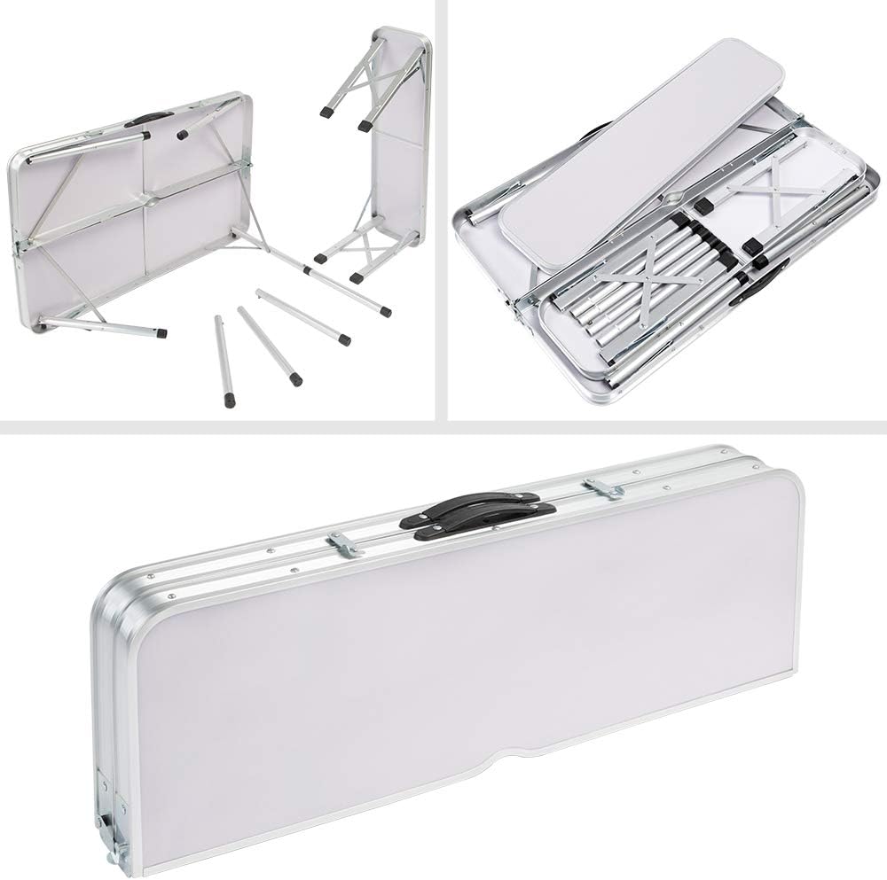 CASARIA® Klapptisch Wetterfest Höhenverstellbar Campingtisch mit Bänken Gartentisch Falttisch 120x60