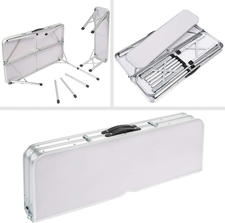 CASARIA® Klapptisch Wetterfest Höhenverstellbar Campingtisch mit Bänken Gartentisch Falttisch 120x60