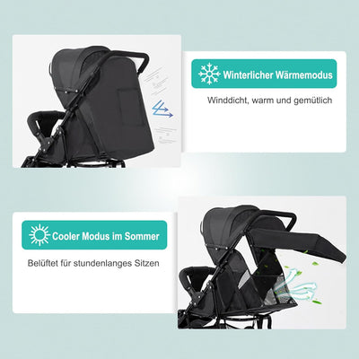 Vinteky Buggy Zusammenklappbar Kinderwagen von Geburt bis 15kg, Liegeposition, Reisebuggy mit Liegef