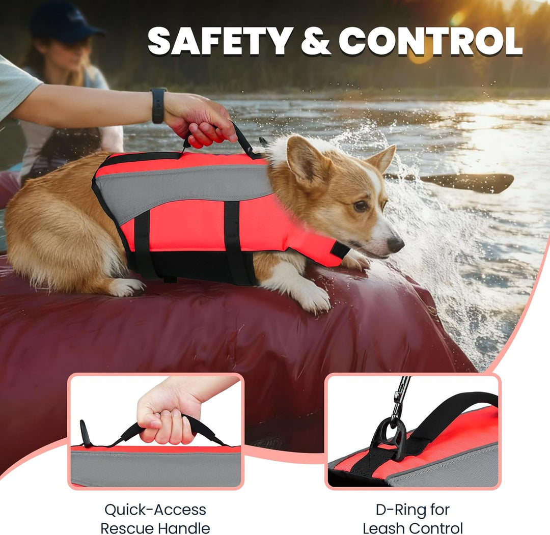 VIVAGLORY Front Float Schwimmweste Hund, Hundeschwimmweste für Bootfahren, Schwimmweste with Kopfstü