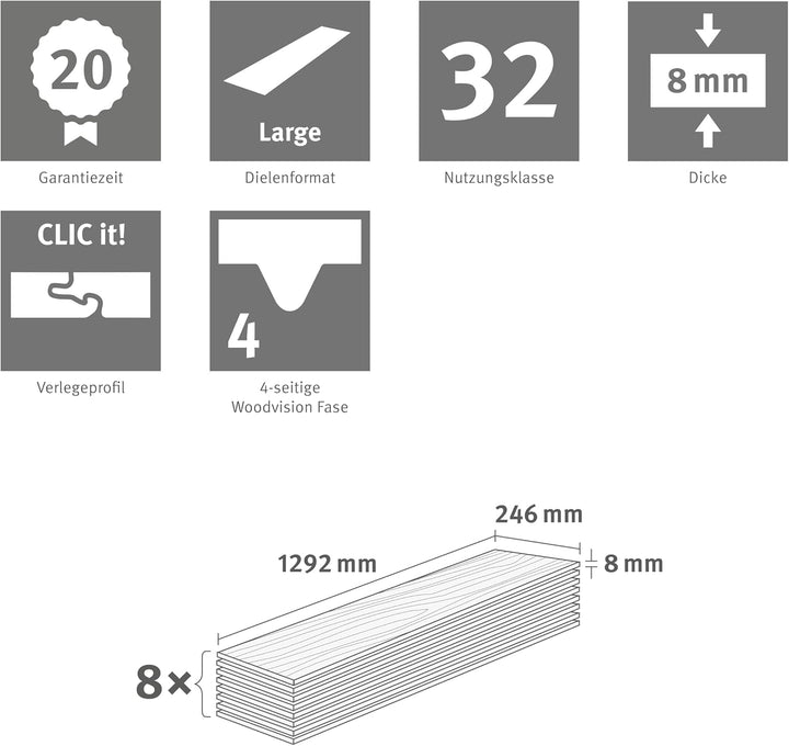 EGGER NatureSense Laminat EL2077 Loja Eiche braun 1292x246x8mm (2,543m²) 2,543m² | Boden, 2,543m