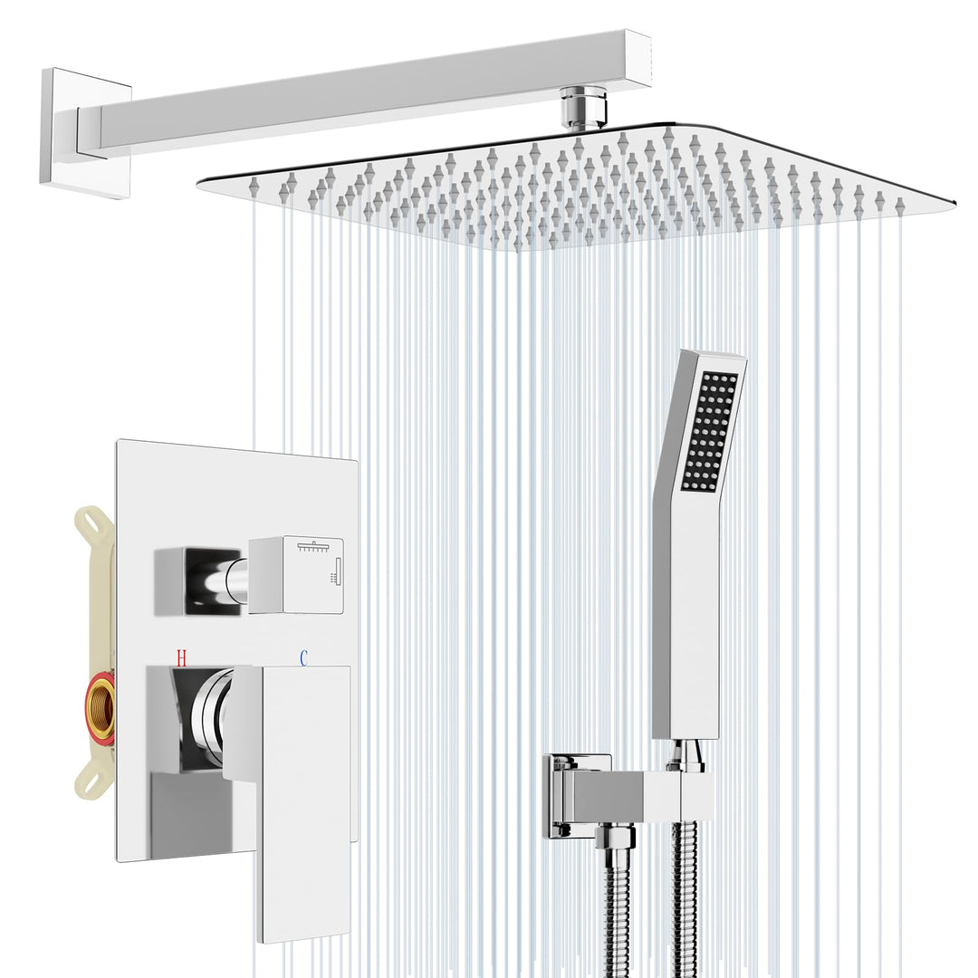 Rainsworth Duschsystem Unterputz Wandmontage, Unterputz Duscharmatur Set mit Regendusche 30x30cm, Un