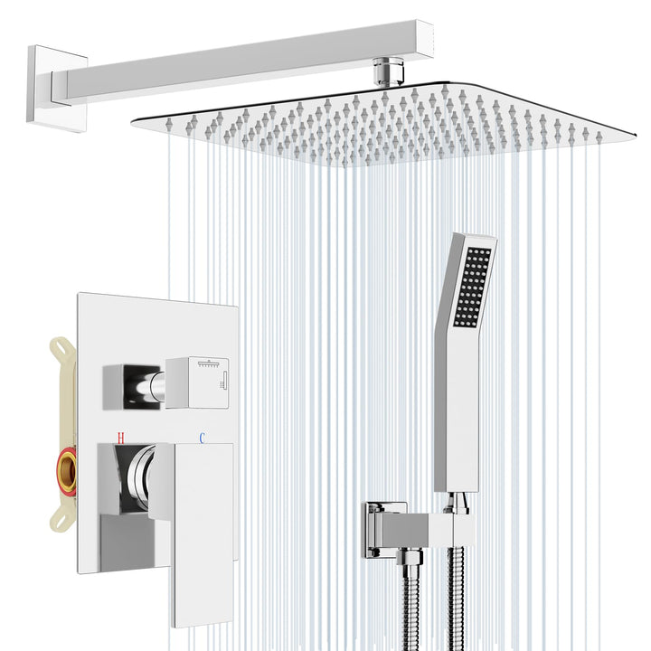 Rainsworth Duschsystem Unterputz Wandmontage, Unterputz Duscharmatur Set mit Regendusche 30x30cm, Un