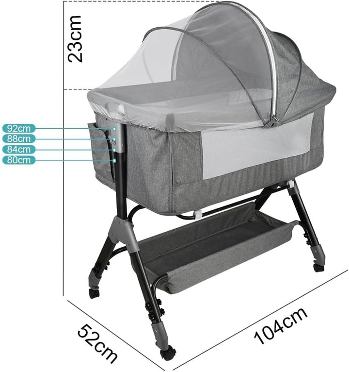Kedia Babywiege mit Moskitonetz, Babybett &amp; Reisebett mit Rollen, Babybett für Wiegen, höhenverstell