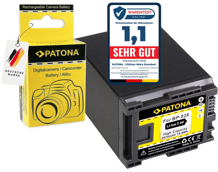 PATONA BP-828 Akku 2670mAh Kompatibel mit Canon BP-827 BP-820 BP-819 XA20 XA25 1x Batterie, 1x Batte