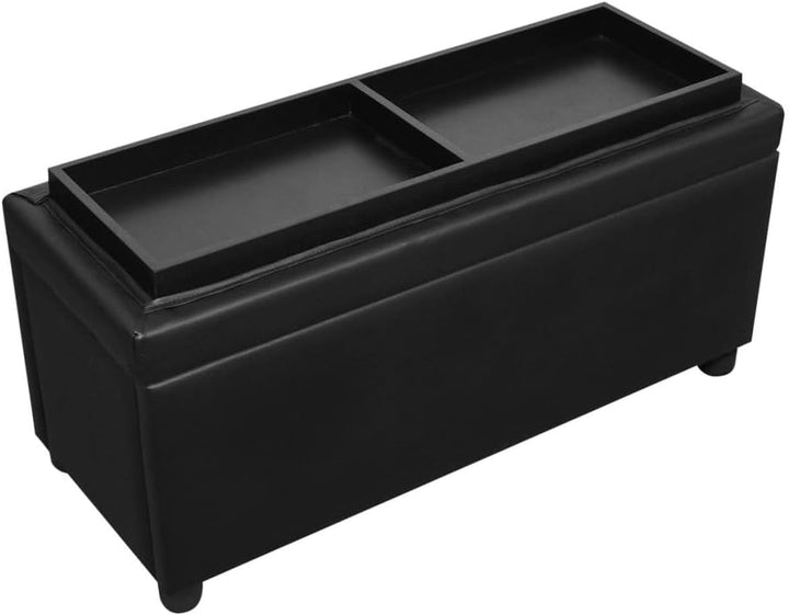 vidaXL Ottomane Sitzhocker Bank Sitzwürfel Sitztruhe Couchtisch Aufbewahrungsbox Schwarz, Schwarz