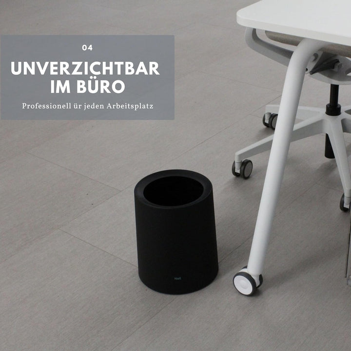 Nell 8L Mülleimer Bad Schwarz Matt – Eleganter Kosmetikeimer und WC Mülleimer, Vielseitiger Büro- un