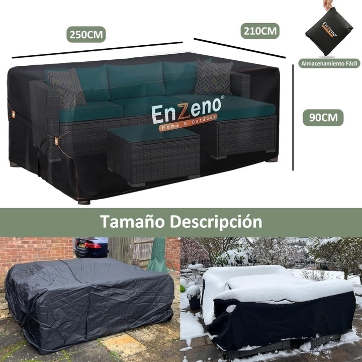 Enzeno Abdeckung Gartenmöbel Rechteckig 250x210cm, Wasserdicht Abdeckplane Gartenmöbel, Loungemöbel
