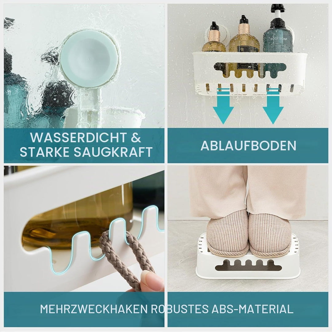 TAILI Duschablage Saugnapf Duschablage Ohne Bohren Ecke 1 Stück Duschregal Saugnäpfe Duschgel Halter