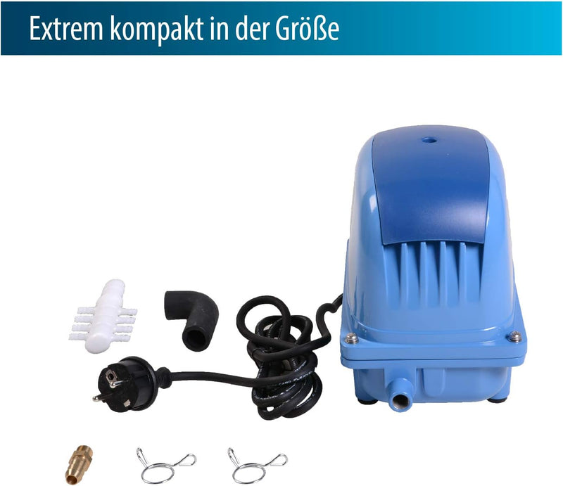 AquaForte AP-35 Luftpumpe, 20 Watt, Max. Druck 2,8 m, Geeignet für Pools und Teiche bis 18m3, Fische