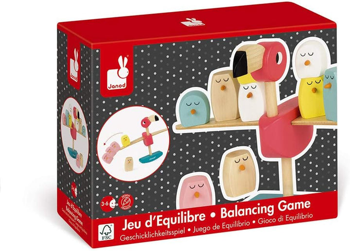 Janod J08230 Zigolos Flamingo-Geschicklichkeitsspiel aus Holz, interaktives Spiel, Farbe auf Wasserb