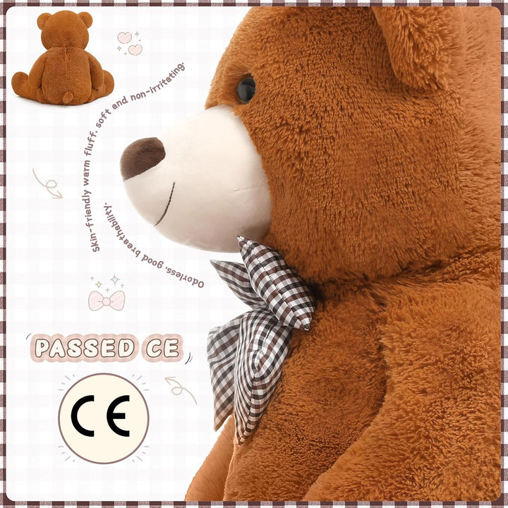 MorisMos 120cm Riesen Teddy, Teddybär Gross XXL Kuscheltier Stofftier, Braun Stuffed Toy Bear,Kusche