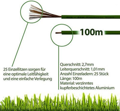 100m Begrenzungskabel + 300 Erdspiesse + 10 Kabelverbinder für Mähroboter Rasenmäher Rasenroboter Zu