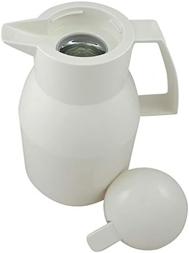 Helios Top Push Thermoskanne Weiss 1L – 6h Heiss - Hält Getränke heiss & kalt – Einhandbedienung – E