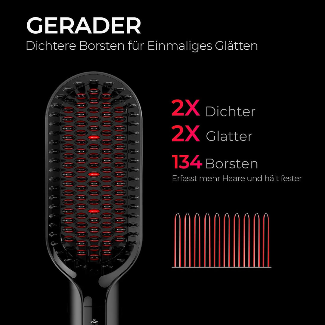 TYMO Ionen Haarglätterbürste - TYMO IONIC Plus Haarglättungsbürste, Professionelles Glättbürste,16 T