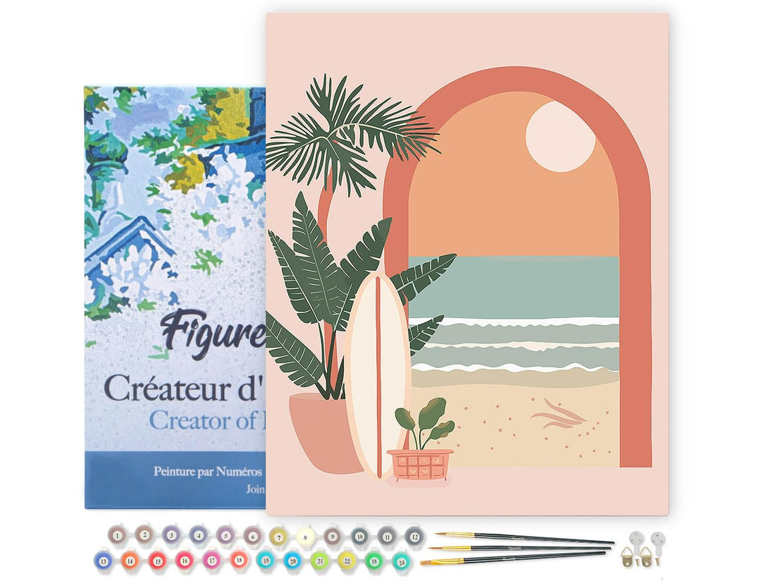 Figured'Art Malen Nach Zahlen Erwachsene Mit Rahmen Bogen zum Meer - Paint by Numbers Basteln DIY Ba
