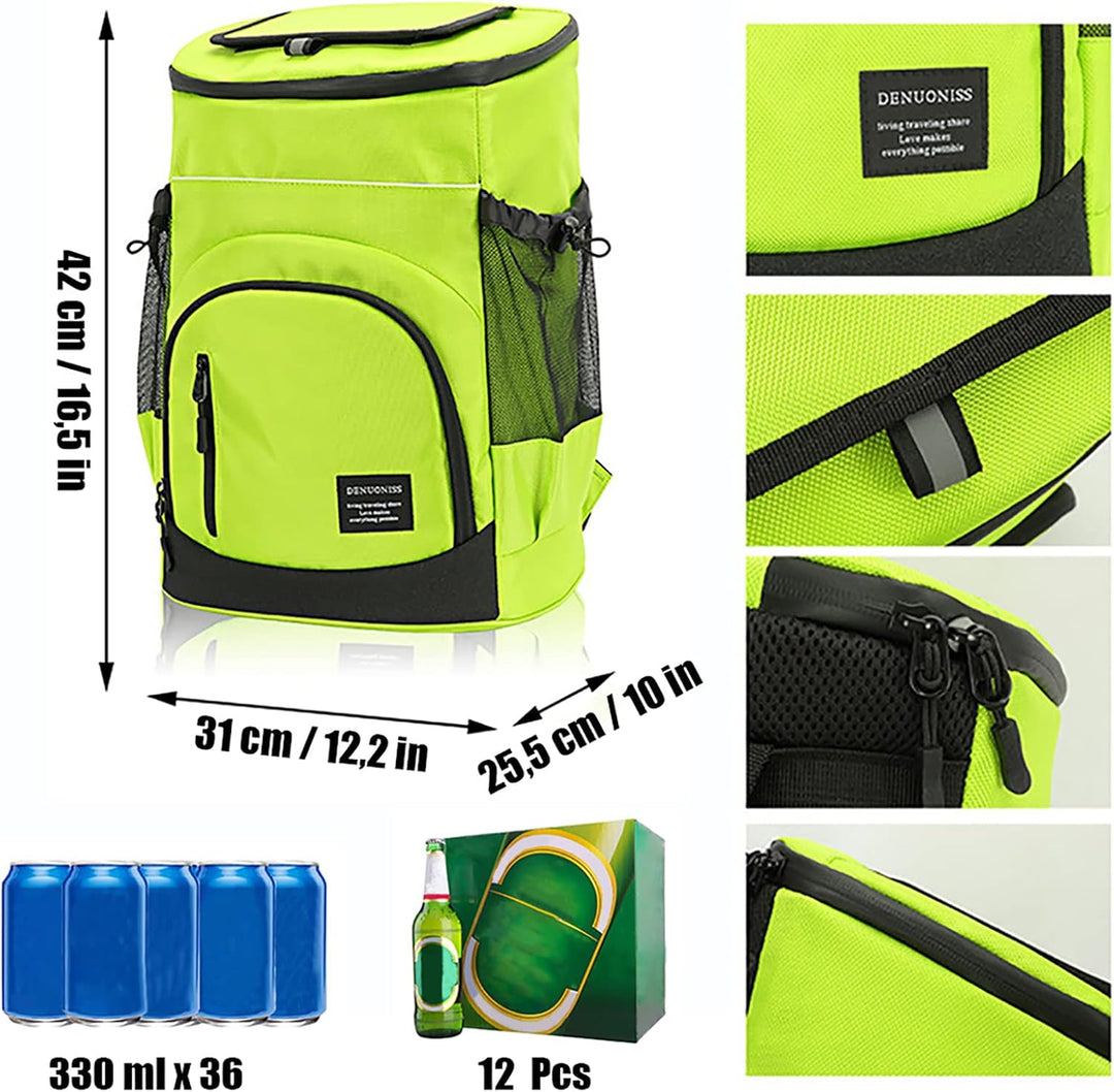XIUWOUG 33L Kühltasche Gross, Wasserdichten Isolierter Rucksäcke Cooler Bag, Kaltes Bier Picknick Ru