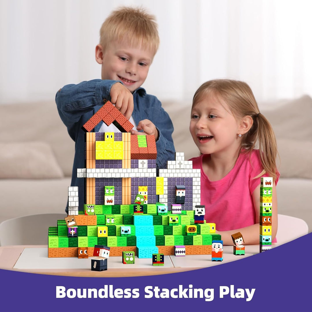 GobiDex Magnetische Bausteine 100 Stück - Zomblock Magnetbausteine für Kinder, Magnetblöcke Spielzeu