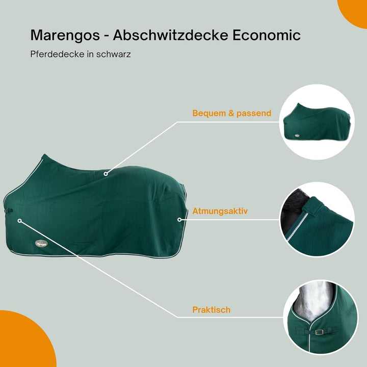 Marengos - Abschwitzdecke Economic | Pferdedecke mit Schweifkordel, Widerristpolster & Metallverschl