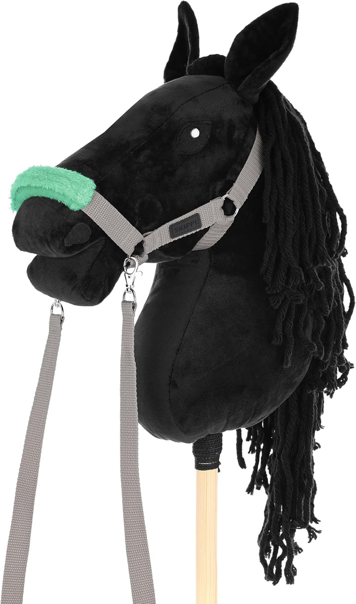SKIPPI Halfter für Hobby Horse - Grau, Hobby Horse Zubehör, Zügeln und 2 Polster im Set, Universalgr