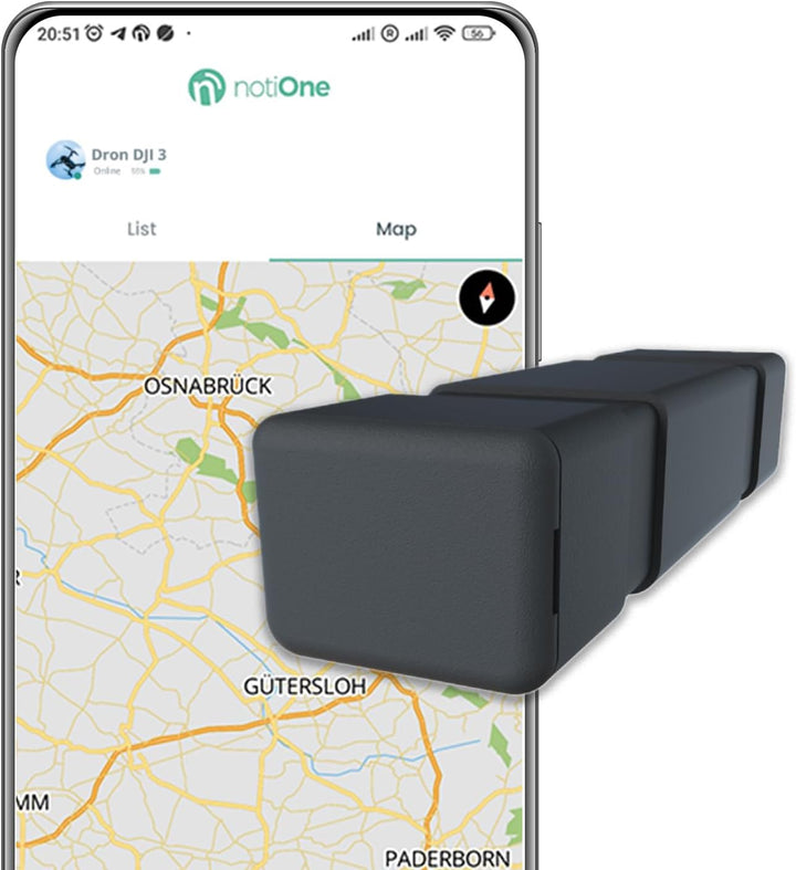 Tracker GPS für Drohnen, Autos notiOne® miniPRO | Mini-GPS-Tracker KEIN Abonnement, kostenlose App |