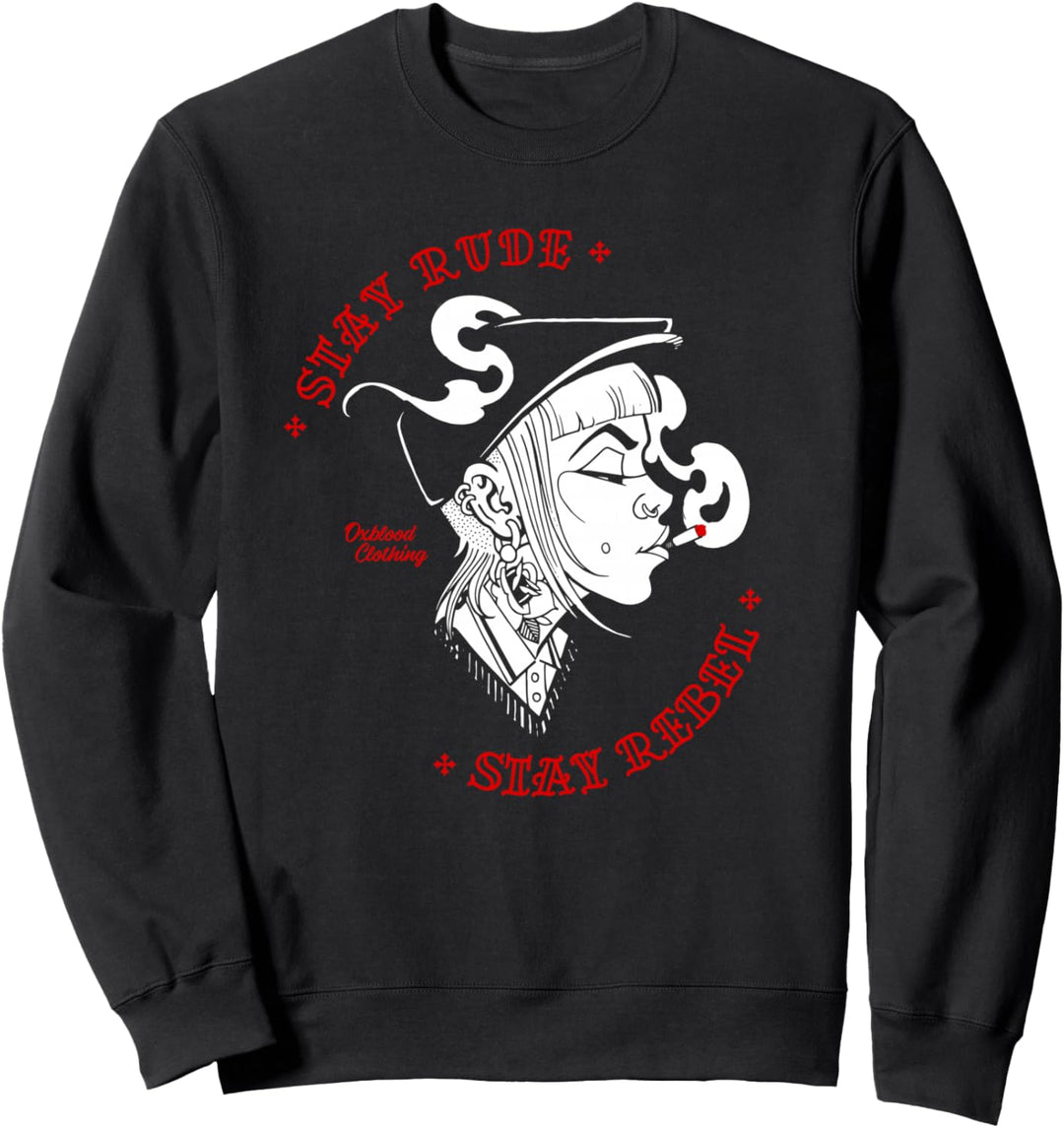 "Stay Rude Stay Rebel" Skinhead Girl Skinbyrd Ska Punk Sweatshirt