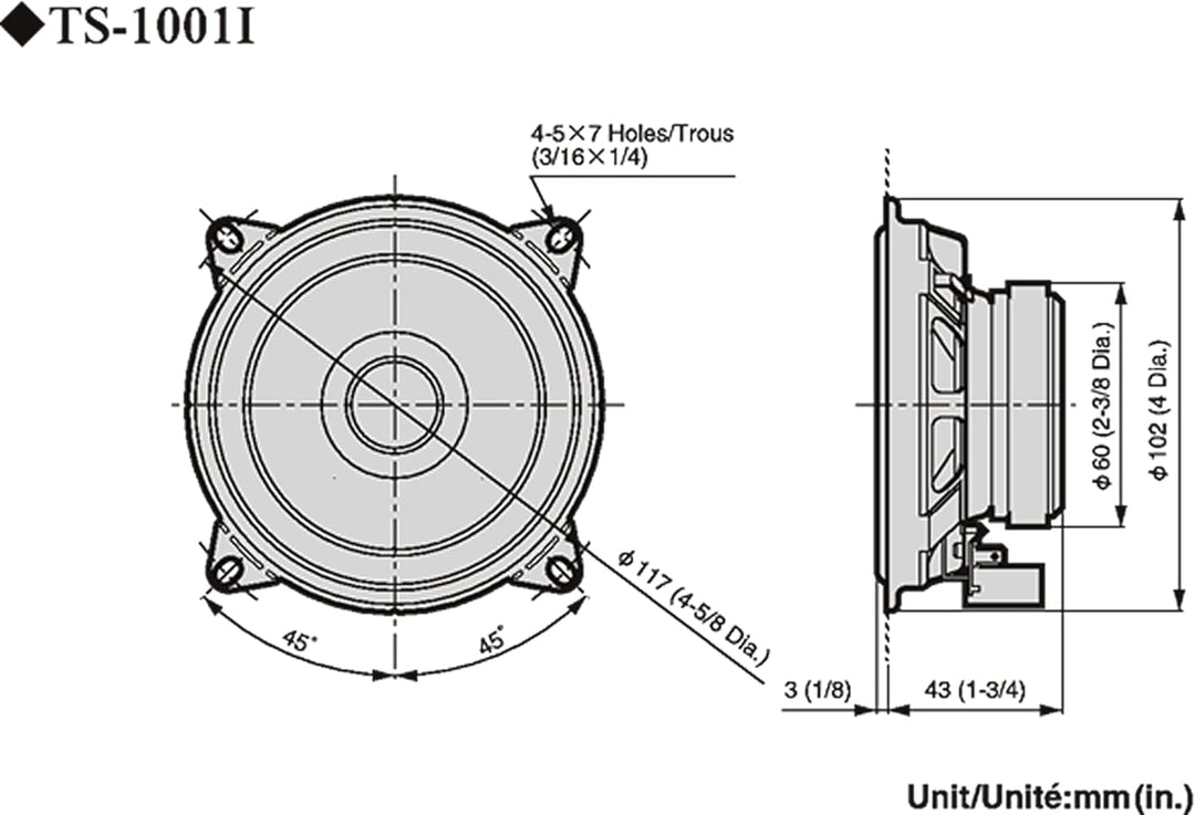 Pioneer TS-1001I 10 cm Doppelmembranlautsprecher Set mit 2 Lautsprechern (je 110 W max., 20 W Sinus)