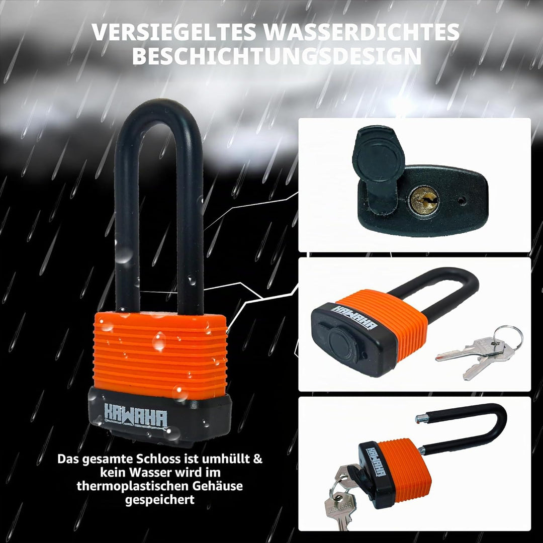 92/40L-2P Wasserdichte Aluminium-Vorhängeschlösser mit langem Bügel und Schlüssel (ultraleicht, glei
