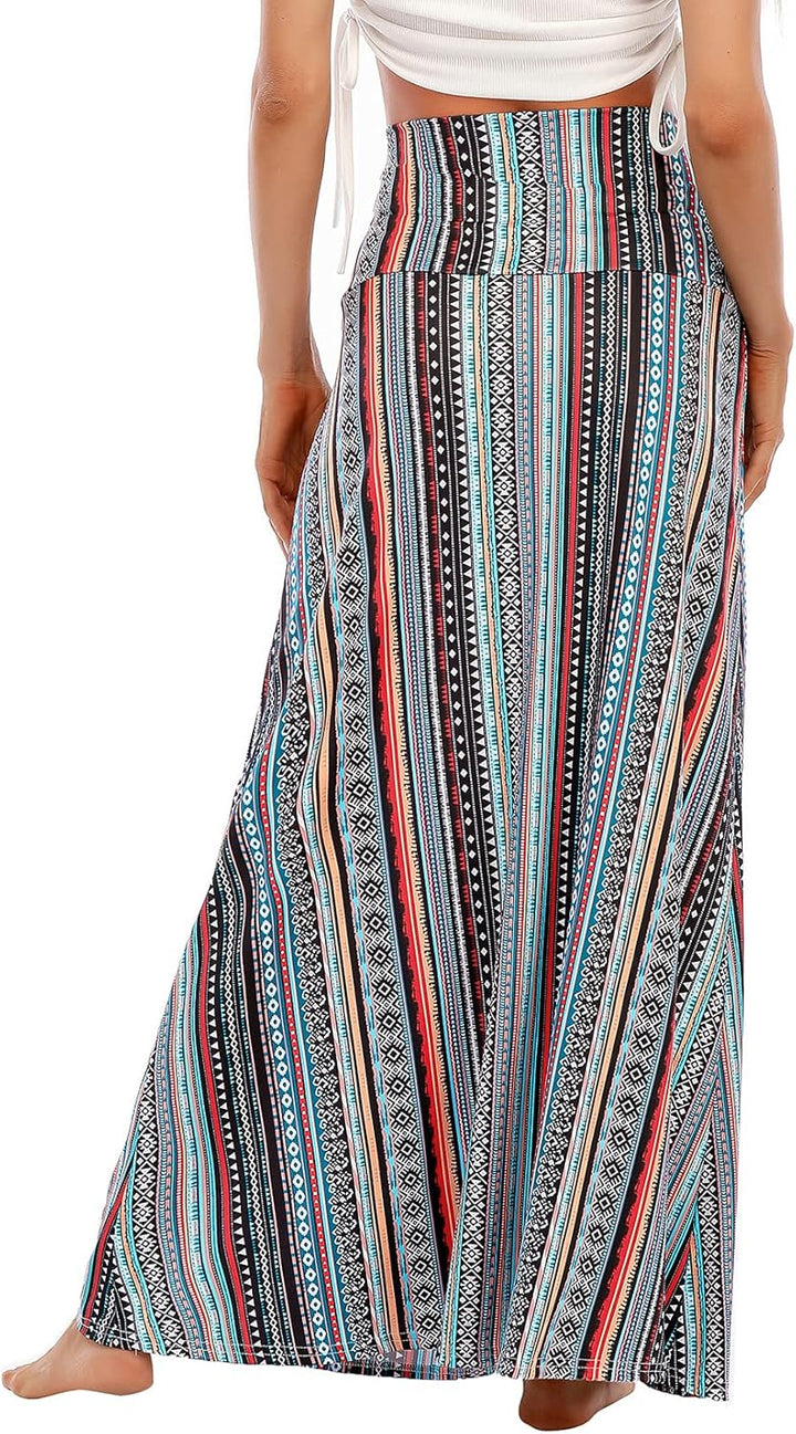 Durio Rock Maxirock Lang Damen Rock Weich Sommerrock Elegant Freizeitrock mit Hohem Bund Elastisch S