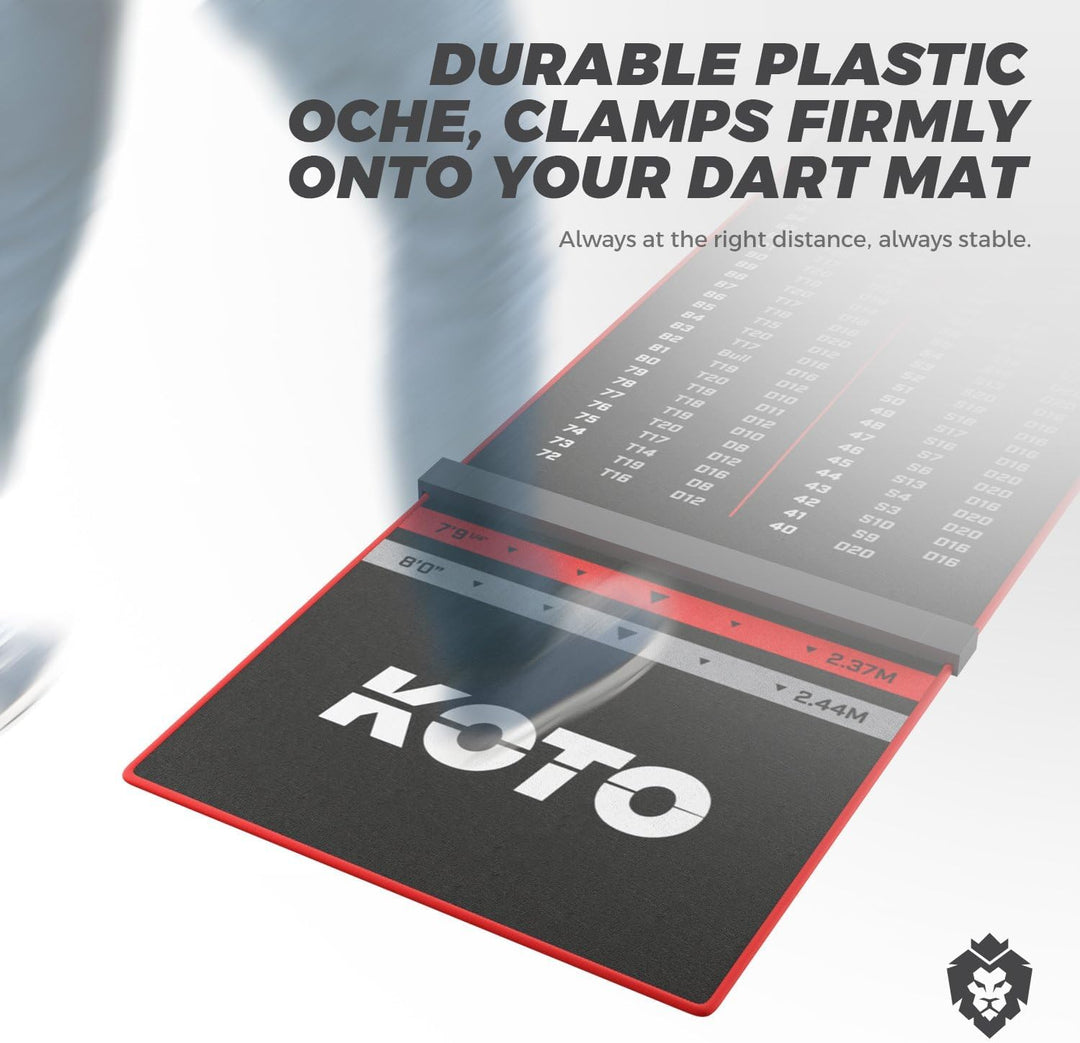 KOTO - Oche Carpet Checkout Dartmatte 285 x 60 cm, Dartmatte mit Anti-Rutsch-Beschichtung, Wurflinie