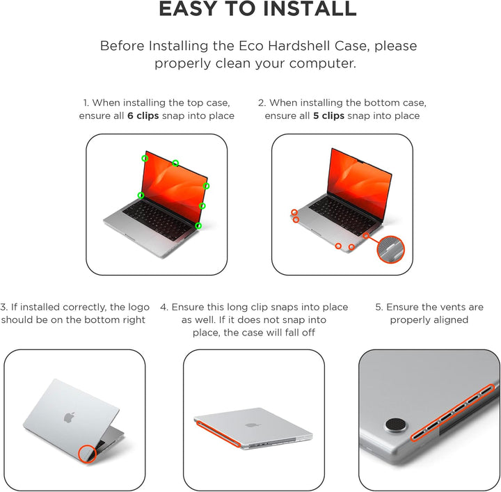 SATECHI Eco-Hartschalenhülle kompatibel mit MacBook Pro 14 Zoll (M1 2021, M2/M3 2023, M4 2024), schl