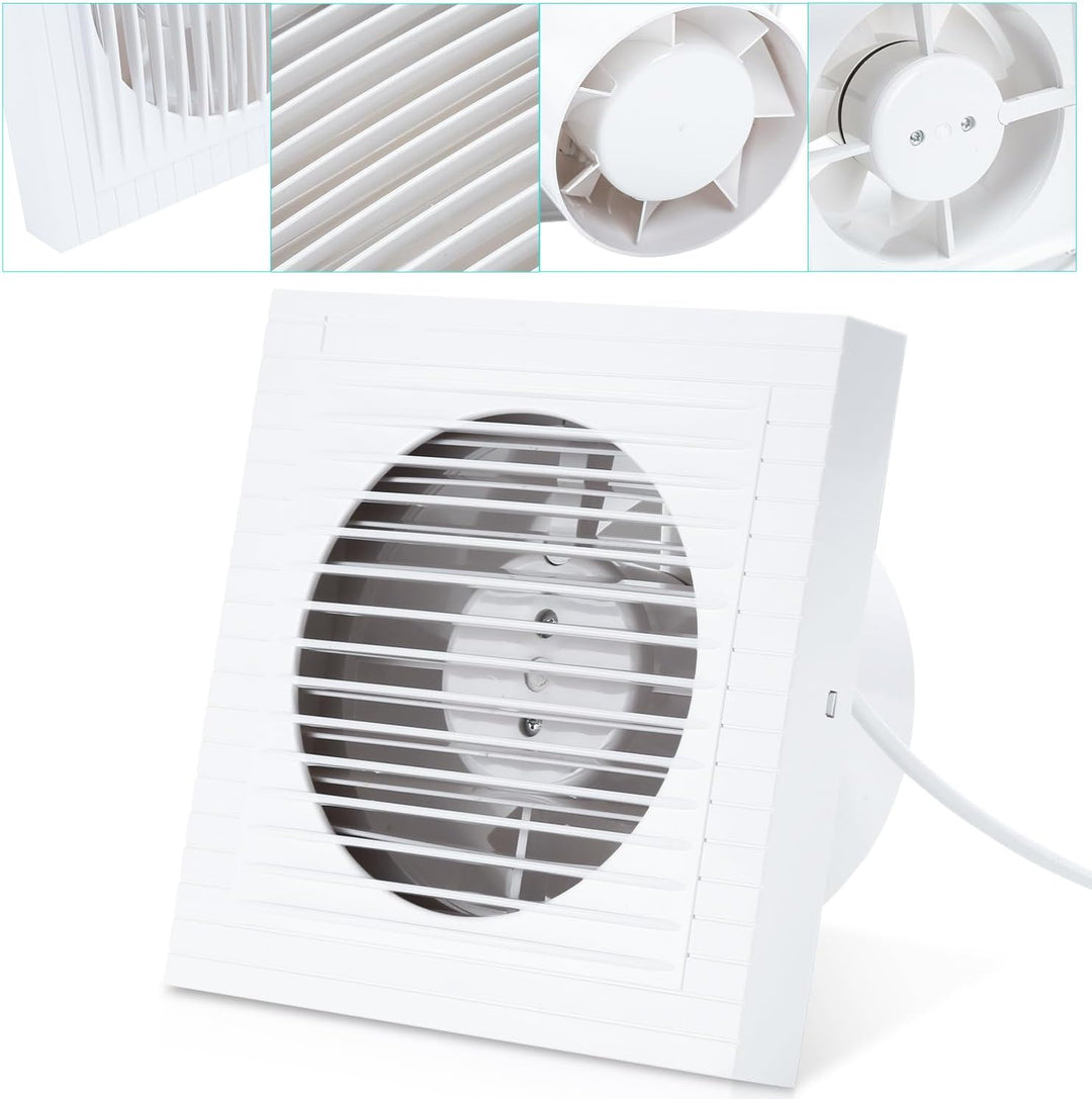 Badlüfter 150mm Wandventilator Mit Ruckstauklappe Badventilator, Abluftventilator Leise Weiss, für B