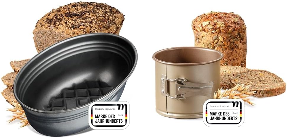 Zenker Brotform oval BLACK METALLIC, Brotbackform & Pollerbrot-Springform – Runde Brotform als Zubeh