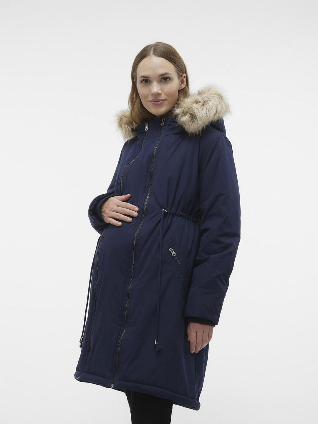 MAMALICIOUS Female Jacke Umstands-Mantel M Blau, M Blau