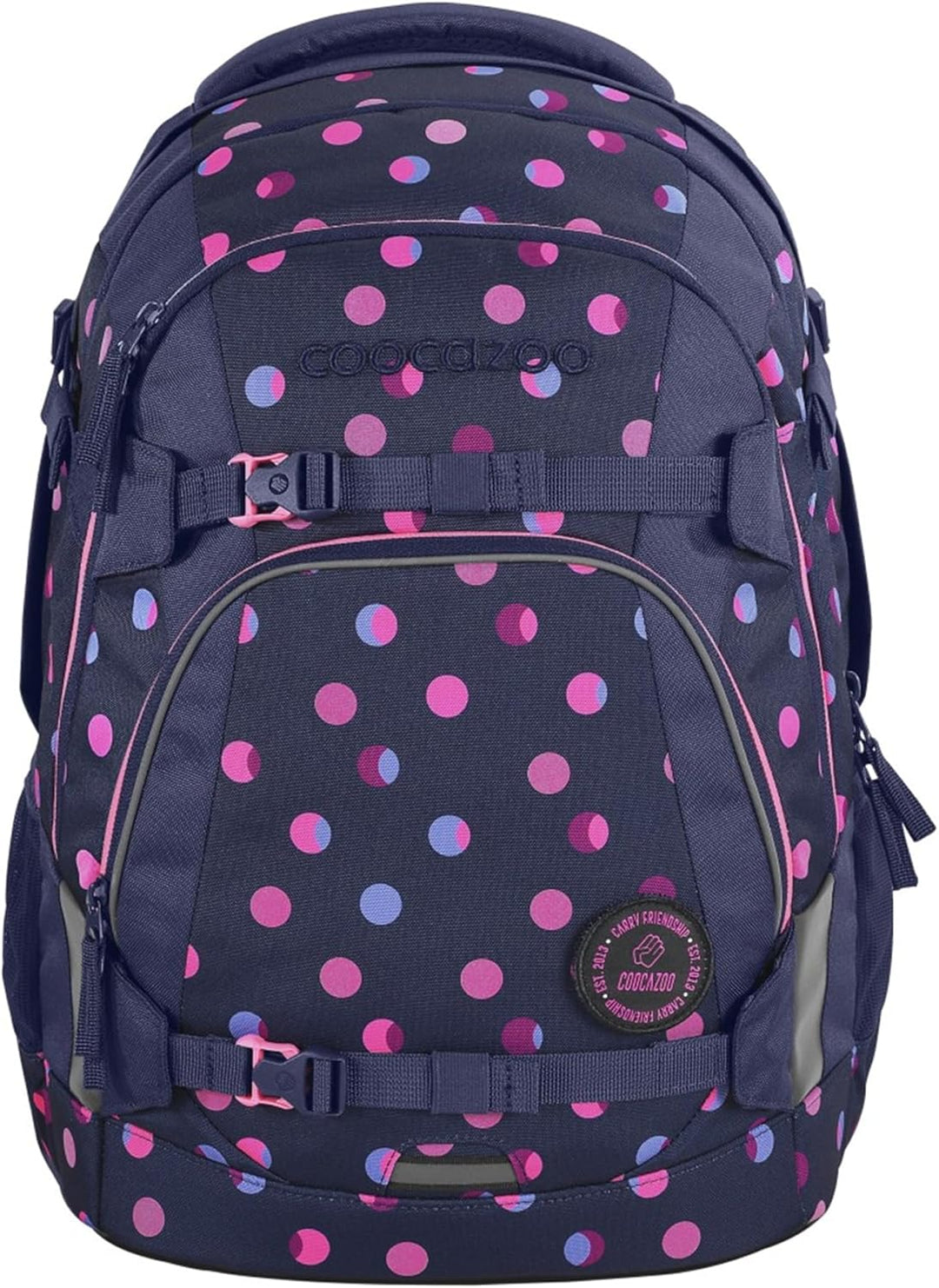 Coocazoo Schulrucksack-Set Mate „Reflective Moons“ 3-teilig, lila, ergonomischer 30L Tornister, mit