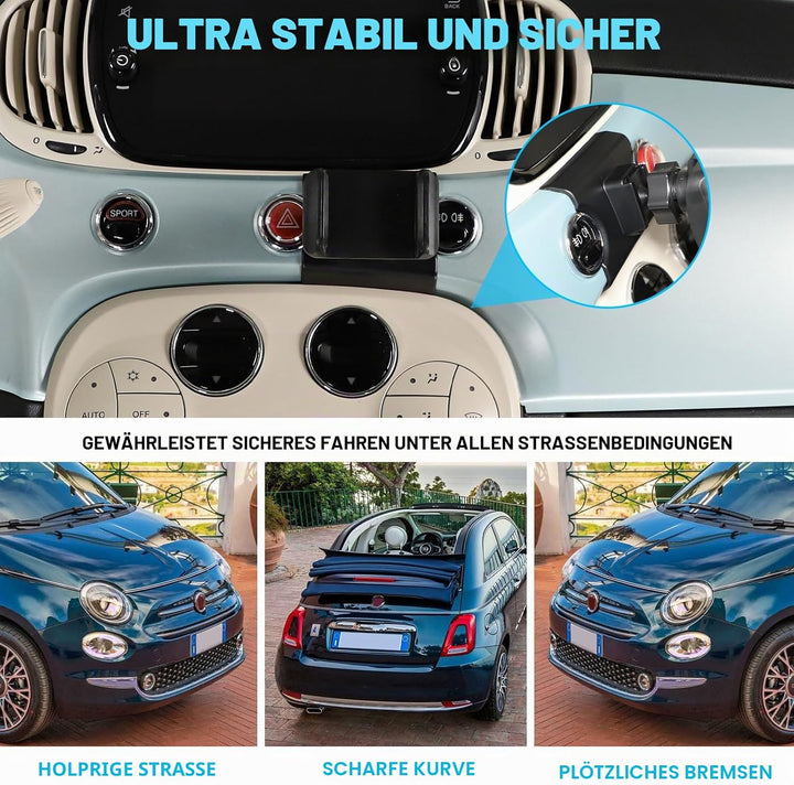 METYOUCAR Handyhalter für Fiat 500 2016-2024 - Rotierender Handyhalter fürs Auto für iPhone Android