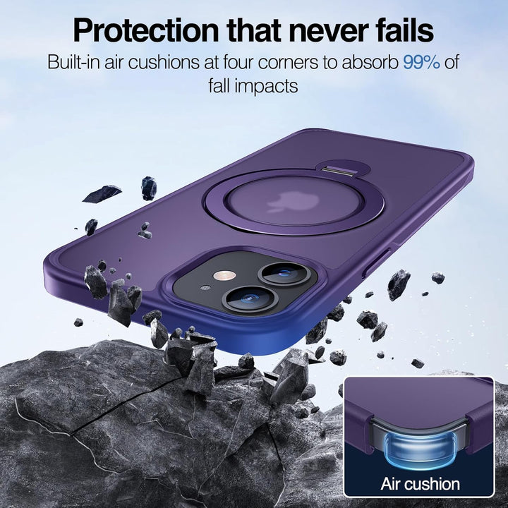 Anqrp 360° All-in-One-Ständerhülle für iPhone 12/12 Pro Hülle mit Rotierbarem Magnetischem Ständerri
