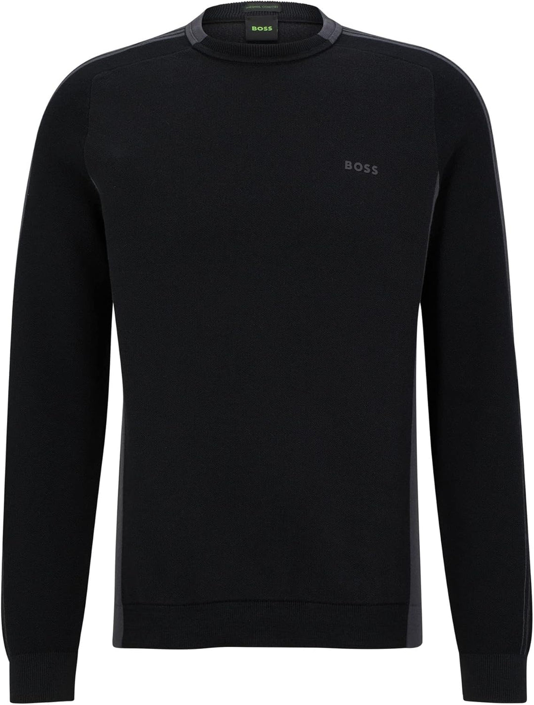 BOSS Herren Rinos Colour-Block-Pullover aus Baumwoll-Mix mit Streifen-Logo S Black1, S Black1