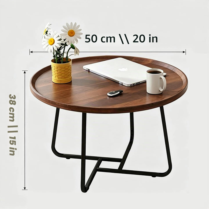 Klein Couchtisch Rund 50 cm, Couch Wohnzimmertisch Nussbaum