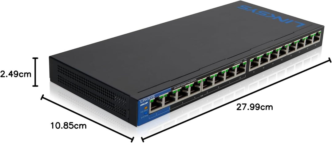 Linksys LGS116P-EU 16-Port Unmanaged Gigabit-Netzwerk-Switch mit 8 PoE+-Ports, Ethernet-Splitter – b