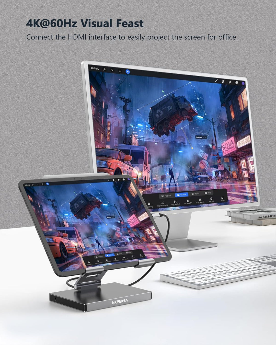 iPad Pro USB C Hub Stand, Adapter für iPad Pro M4 M2 M1 13 12.9 11 Zoll iPad Air Docking Station Fal