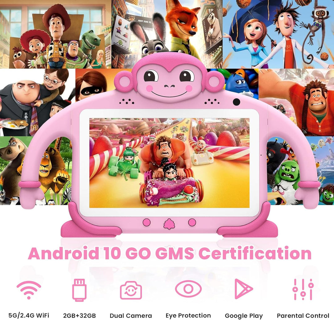 zcobro Kinder Tablet 7 Zoll Andorid Tablet für Kinder 2GB RAM+32GB ROM+128GB Erweiterbar, Kids Table