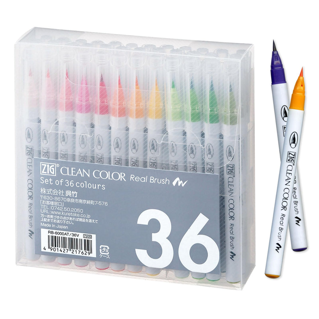 Kuretake Zig Clean Color Real Brush (36 Colors) 36 Stück (1er Pack), 36 Stück (1er Pack)