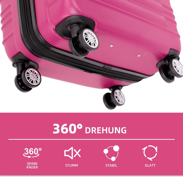 BEIBYE Zwillingsrollen Reisekoffer Koffer Trolleys Hartschale M-L-XL-Set (Peach, M) Peach M, Peach M