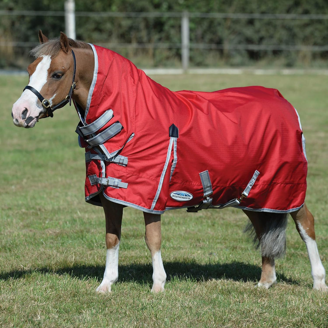Weatherbeeta Comfitec Lite Klassik Combo Pferdedecke mit Hals 7ft Rot/Silber/Marineblau, 7ft Rot/Sil