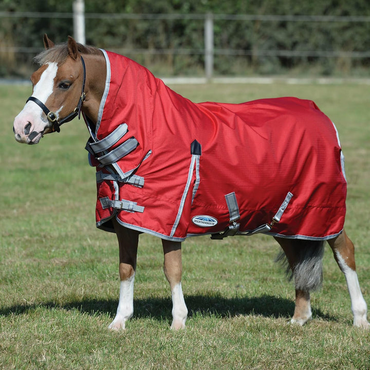 Weatherbeeta Comfitec Lite Klassik Combo Pferdedecke mit Hals 7ft Rot/Silber/Marineblau, 7ft Rot/Sil